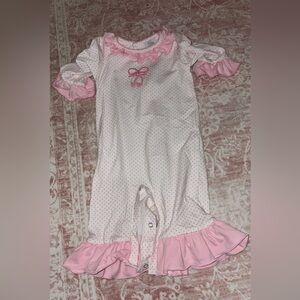 Pink & White Ruffle Girls One-Piece Bodysuit Romper